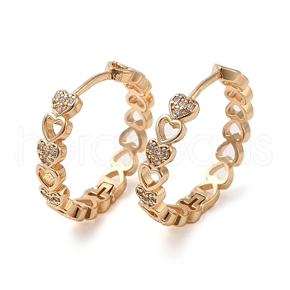 Brass Micro Pave Cubic Zirconia Hoop Earrings for Women EJEW-M238-15KCG-1
