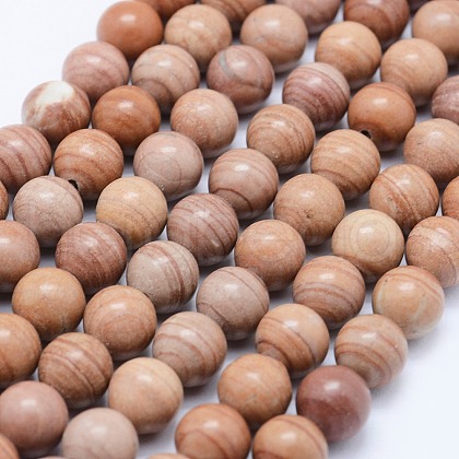 Natural Red Line Jasper Beads Strands X-G-F531-8mm-N-1