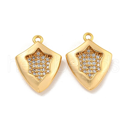 Brass Micro Pave Clear Cubic Zirconia Pendants KK-U006-07G-04-1