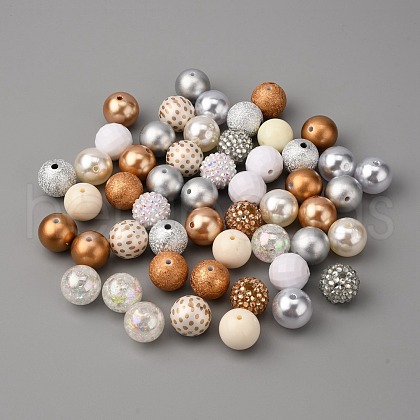 Opaque Acrylic Beads Set MACR-WH0007-68A-1