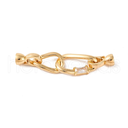 Brass Micro Pave Clear Cubic Zirconia Fold Over Clasps KK-U016-19G-1