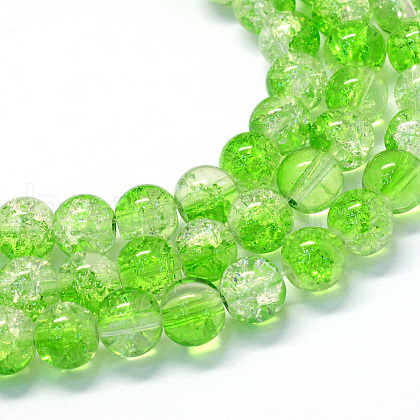 Baking Painted Transparent Crackle Glass Round Bead Strands DGLA-Q018-8mm-04-1