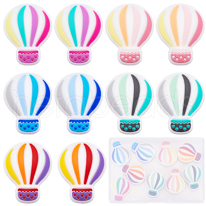 SUNNYCLUE 10Pcs 5 Colors Food Grade Eco-Friendly Silicone Focal Beads SIL-SC0001-07-1