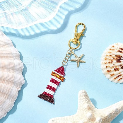 MIYUKI Delica Beaded Lighthouse Pendant Decorations HJEW-MZ00205-1