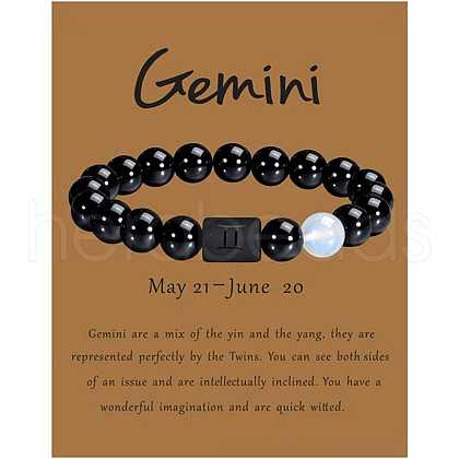 12 Constellation Round Opalite Beads Stretch Bracelets WGD22B0-23-1