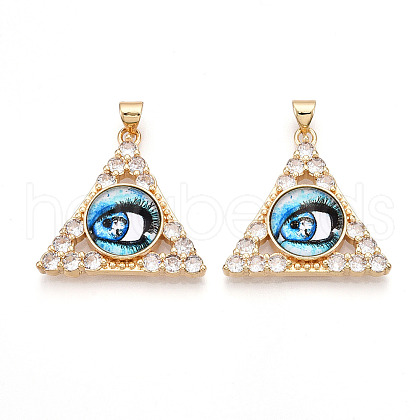 Brass Micro Pave Clear Cubic Zirconia Pendants for Women KK-T070-90A-06-1