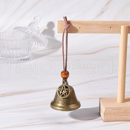 Iron Bell & Alloy Star Pendant Decorations HJEW-JM03366-1