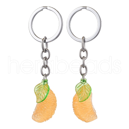 2Pcs Orange Slice Resin Keychains KEYC-JKC01064-1