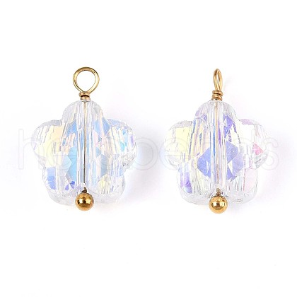 Electroplate Glass Flower Charms STAS-N110-15G-1
