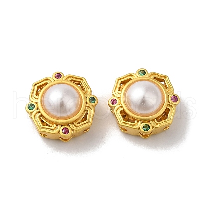 Rack Plating Hollow Brass Cubic Zirconia Beads KK-K381-16B-MG-1