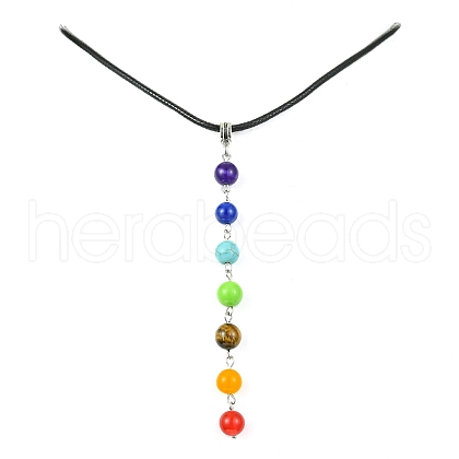 Natural & Synthetic Chakra Gemstone Pendant Necklaces NJEW-JN04539-1