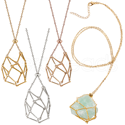 3Pcs 3 Colors 304 Stainless Steel Macrame Pouch Necklace Making NJEW-PH01550-1