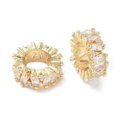 Brass Micro Pave Cubic Zirconia European Beads KK-A254-08G-1