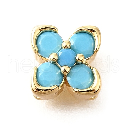 Brass Micro Pave Cubic Zirconia Beads KK-D356-03B-G-1