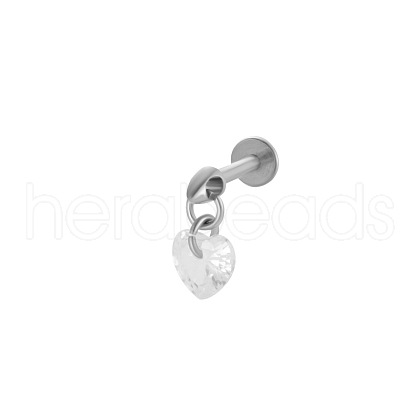 Titanium Alloy Cubic Zirconia 17 Gauge Heart Internally Threaded Labrets WG71E87-20-1