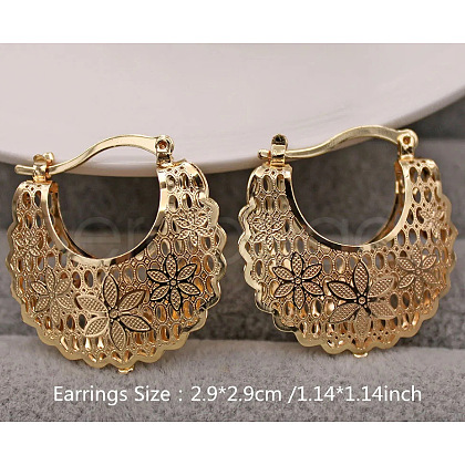 Flower Brass Hoop Earrings FS-WGED0F1-03-1