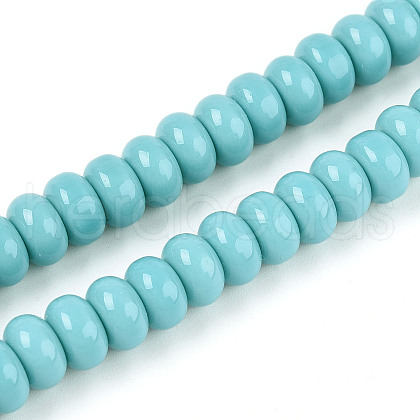 Opaque Spray Painted Glass Beads GLAA-ZX008-8mm-18R-1