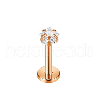 Stainless Steel Clear Cubic Zirconia Threadless Labret Stud WGC142D-15-1