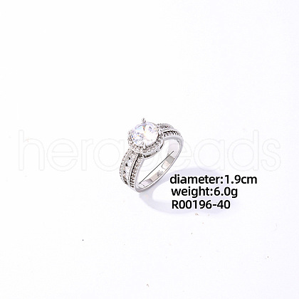 Shiny Round Fashion Brass Rhinestone Ring JJ0497-4-1
