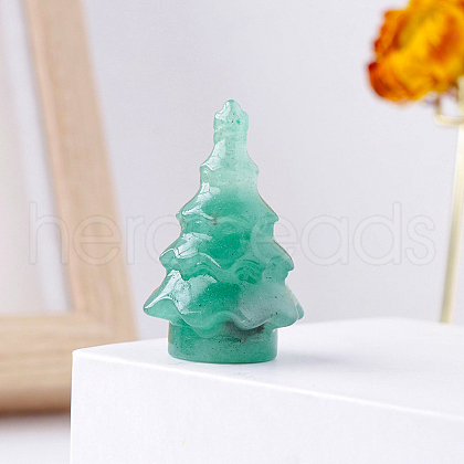 Natural Green Aventurine Christmas Tree Statue DJEW-PW0013-25C-1