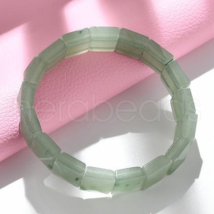 Sqaure Natural Green Aventurine Beads Stretch Bracelets for Women Men BJEW-C097-06O-1