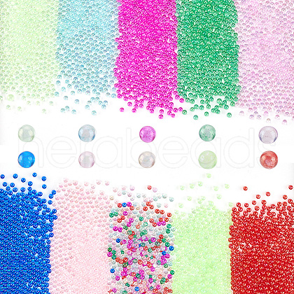 Olycraft 150g 10 Colors Transparent Round Caviar Beads MRMJ-OC0002-80-1