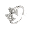 Brass Micro Pave Cubic Zirconia Cuff Rings RJEW-D322-06P-4
