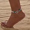 Double Heart Alloy Link Stretch Anklets WGCB0A2-01-1