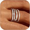 4Pcs Twist Zinc Alloy Crystal Rhinestone Finger Rings Sets FS-WGAC0FD-05-3
