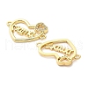 Mother's Day Brass Micro Pave Cubic Zirconia Heart with Word Mama Connector Charms KK-M324-01D-G-2