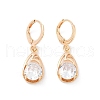 Brass Micro Pave Clear Cubic Zirconia Leverback Earrings EJEW-K300-13G-4