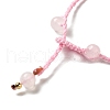 Natural Rose Quartz Braided Bead Necklacess NJEW-K258-06C-3
