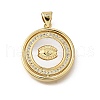 Brass Micro Pave Cubic Zirconia Shell Pendants KK-D328-21G-1