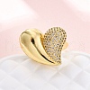 Brass Micro Pave Cubic Zirconia Adjustable Cuff Rings for Women RJEW-U053-07G-2