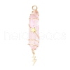 3Pcs 3 Styles Electroplated Natural Quartz Crystal Pointed Copper Wire Wrapped Pendants PALLOY-JF03766-05-3