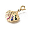 Shell 304 Stainless Steel Colorful Rhinestone Pendant Decorations STAS-H202-31G-2