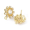 Hollow Flower Brass Micro Pave Cubic Zirconia Stud Earrings Finding KK-E083-07G-2