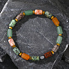 Column Natural African Turquoise(Jasper) & Red Aventurine & Flower Amazonite & Lava Rock Beads Stretch Bracelets for Men Women WC4994-1
