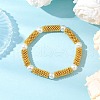 3Pcs Snowflake Alloy Spacer and Glass Pearl Beaded Stretch Bracelets for Women BJEW-JB11803-4