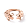 Ion Plating(IP) 304 Stainless Steel Flower Open Cuff Ring for Women RJEW-D120-07RG-2