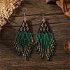 Bohemian Style Geometric Glass Seed Bead Handmade Tassel Dangle Earrings for Women RE9074-6-1