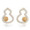 Brass Micro Pave Clear Cubic Zirconia Stud Earring Findings KK-N232-05-NF-1
