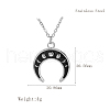 Stylish Stainless Steel Black Enemel Double Horn Pendant Necklaces for Women's Daily Wear VF2621-1-2