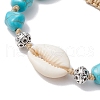 2Pcs Adjustable Synthetic Turquoise Dyed Beads & Natural Cowrie Shell Beaded Braided Bead Bracelets for Women BJEW-JB11544-5