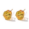 Flat Round Brass Micro Pave Cubic Zirconin Stud Earrings EJEW-D318-04G-5