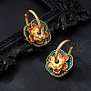 Flower Brass Enamel Hoop Earrings FS-WG068FA-01-3