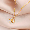 Sunflower Stainless Steel Clear Cubic Zirconia Pendant Necklaces for Women FS-WG5C110-01-4