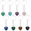 8Pcs Heart Gemstone Pendant Keychain KEYC-PH01498-1