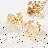 Flower Brass Cuff Rings for Women RJEW-B119-14G-02-3