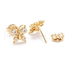 Brass Micro Pave Clear Cubic Zirconia Stud Earrings EJEW-F264-13-3